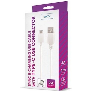 Setty Universal USB Type-C Cable 1m 2A White GSM04