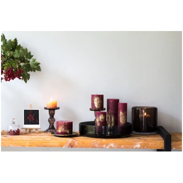 Set of candles, cherry with golden pattern