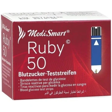 Medismart ruby teststrēmeles, 50 gb