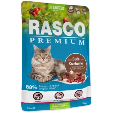 Rasco Premium Cat Pouch Sterilized, Duck, Cranberr