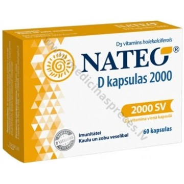 Nateo D kapsulas 2000. Iepakojumā 60 kapsulas