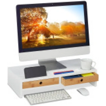 Relaxdays monitora statīvs, 2 atvilktnes, 12 x 56 