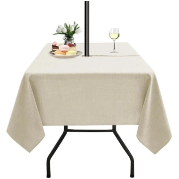 LUSHVIDA Outdoor Tablecloth with Umbrella Hole Pat