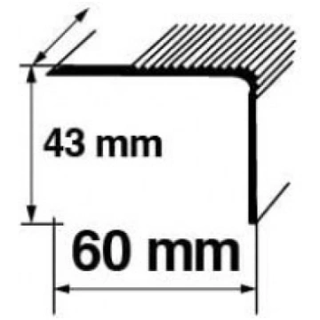 Dekoratīvie alumīnija leņķa profili 43x60mm/90cm R