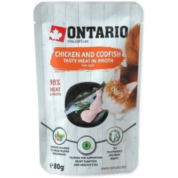 Ontario konservi kaķiem ar vistu un mencu Chicken 