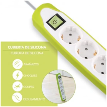 Electraline 62155 Pagarinātājs 3 Ligzdas 2xUSB 2m 