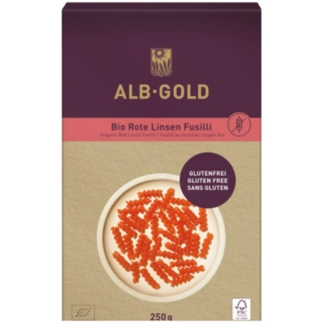 Pasta sarkano lēcu Fusilli BIO 250g ALB GOLD