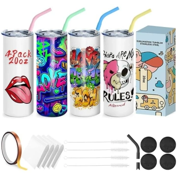 4 sublimācijas sagatavju komplekts Skinny Tumbler 