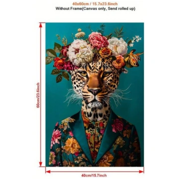 Krāsains Ziedu Leopard Audekla Māksla - Ūdensnecau