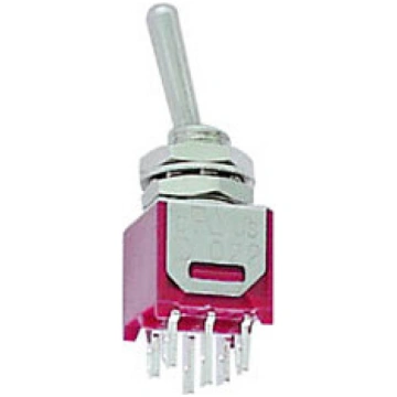 VERTICAL SUBMINIATURE TOGGLE SWITCH DPDT ON-ON - P