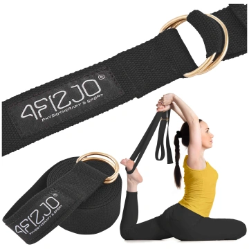 4Fizjo jogas siksna, 300 cm, melna - yoga strap, s