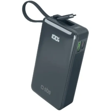 SBS 10000mAh 20W Powerbank ar LCD displeju un iebū