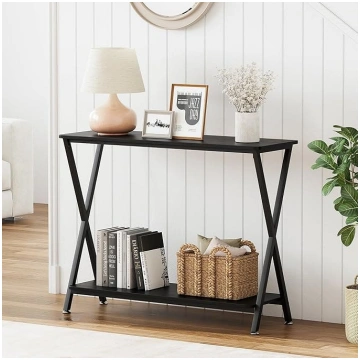 Narrow Console Table, Hallway Table with Wooden Sh