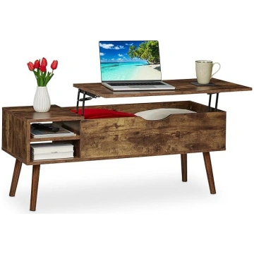 Relaxdays Folding Coffee Table, 2 Side Compartment