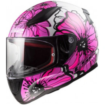 LS2 Rapid Poppies Helmet White Pink FF353