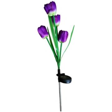 Ziedu tulpe ar saules bateriju un apgaismojumu