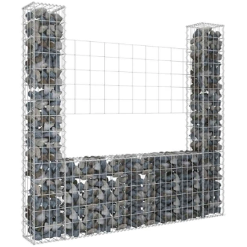Gabionu siena ar 2 stabiem, u-forma, dzelzs, 140x2