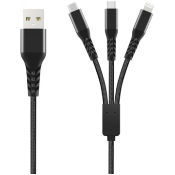 Kabelis Lightning USB-C Micro USB USB-A 18W 1m Mel