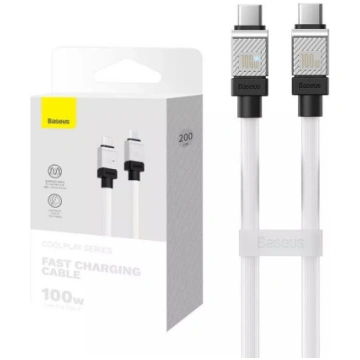 USB-C kabelis Baseus CoolPlay 100W 2m balts — USB-