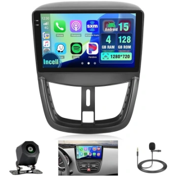 4 + 128G Android auto radio ar ekrānu Peugeot 207 