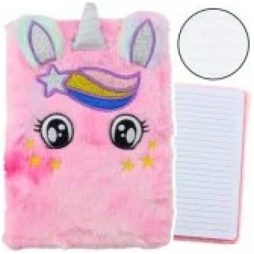 LEAN Plush Notebook Lined Unicorn Pink Rainbow LEA