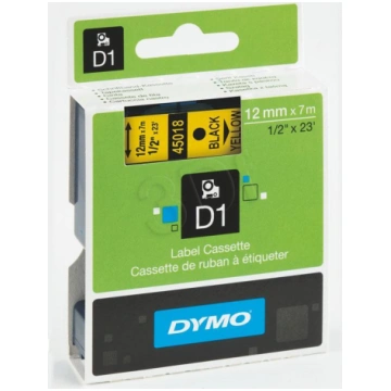 Dymo D1 Label Maker Tape 45018 black on yellow (12