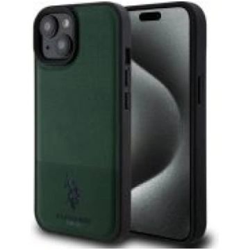 U.S. Polo PU Apple iPhone 15 Leather Mesh Pattern 