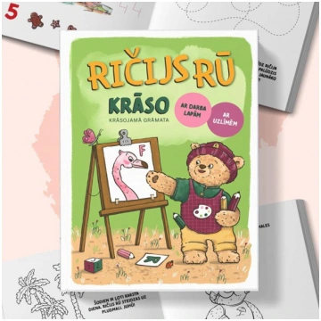 Ričijs Rū krāsojamā grāmata, uzlīmes un darba lapa