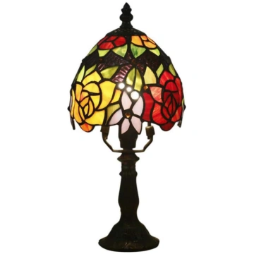 BCJMKDX Tischlampe, Tisch mit Rosenmotiv, Buntglas
