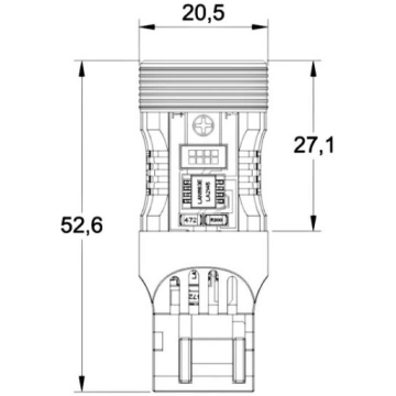 LED spuldze W21/5W, 7443 12V bez bojājuma, balta E