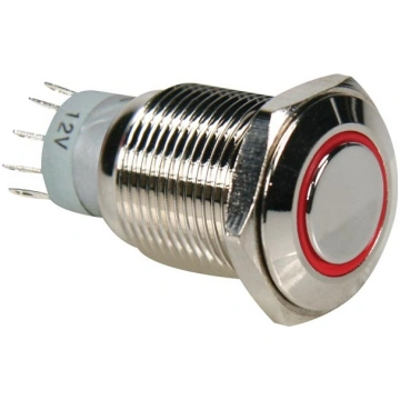 ROUND METAL PUSH BUTTON SPDT 1NO 1NC - RED RING | 