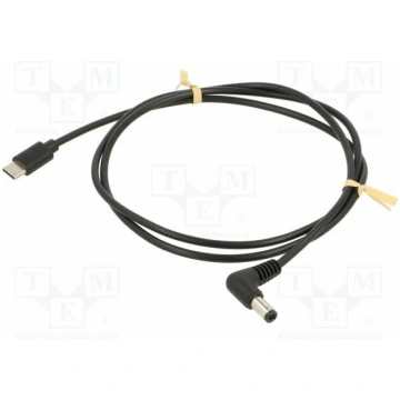 Cable; USB C plug,DC 5,5/2,5 plug; angled; black; 