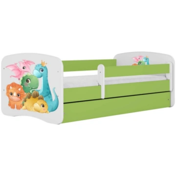 Bērnu gulta Kocot Kids Tiny Dinos, balta krās./zaļ