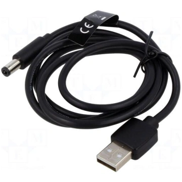 Cable | USB A plug,DC 5,5/2,5 plug | black | 1m | 