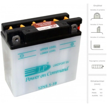 Landport - 12N5.5-3B DRY - 12V | 55A | 5Ah