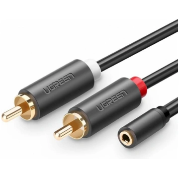 AV102 2x RCA kabeļa ligzda 3,5 mm 0,25 m Melns Ugr