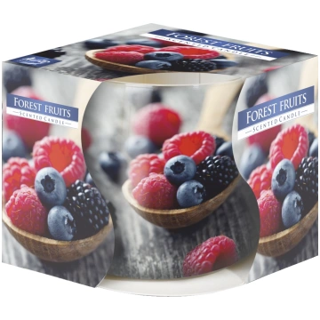 Svece aromātiskā stikla traukā Forest Fruits Bispo