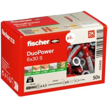 Fischer Duopower Plug 6x30S with Screw Box 50 pcs