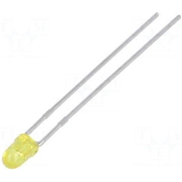LED | 3mm | yellow | 8÷30mcd | 34° | Front: convex