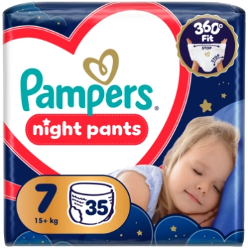 Nakts autiņi Pampers Night, 7 izmērs, 15 kg, 35 ga