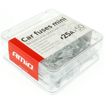 Car blade fuses mini box 50 pcs 25A AMIO 02222