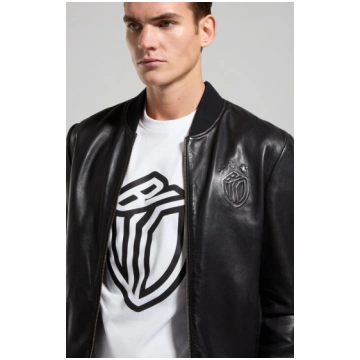Men's leather bomber jacket