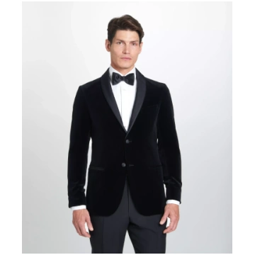 Black Tailored Fit Velvet Unstructured Evening Jac