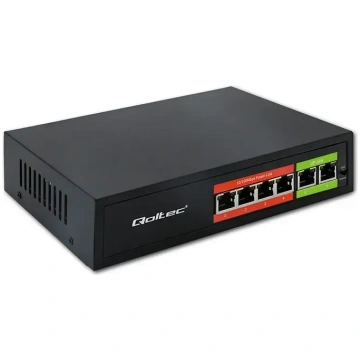 Qoltec FAST Ethernet PoE SWITCH | 4x RJ45 PoE | 2x