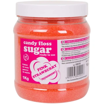Krāsaina cukura vate rozā zemeņu garša 1kg GSG24