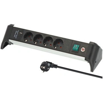 Brennenstuhl Alu-Office-Line 4-way power strip, 2x
