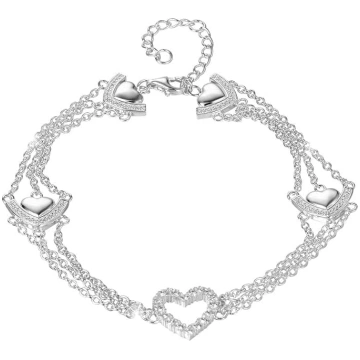 GW Ankleti sievietēm Sirds Anklets Sudraba 925 Zir