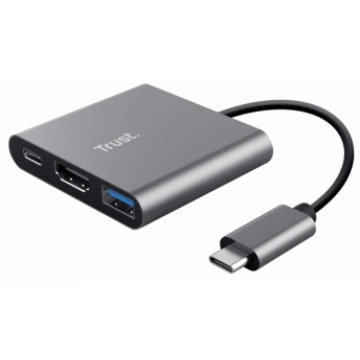 Dokstacija Trust Dalyx 3-in-1 Multiport USB-C Grey