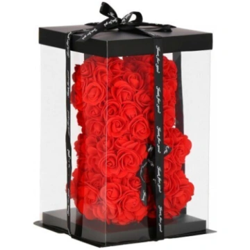 Rožu lācītis , sarkans, 25 cm ar dāvanu iepakojumu