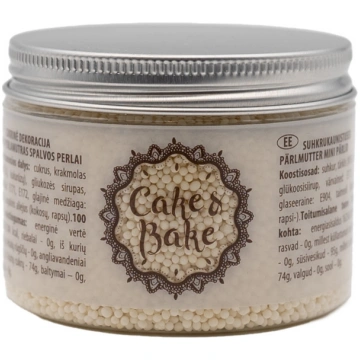 Dekori cukura pērlītes mini baltas 130g CAKE&BAKE 